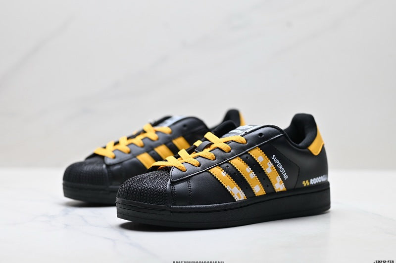 Adidas K81801450 Unisex Shell-Toe Sneakers - Black/Yellow - image 11