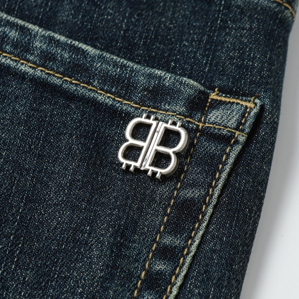 2025SS New Blue Distressed Jeans