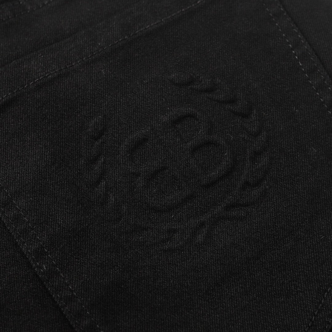 2025SS New Black Distressed Jeans