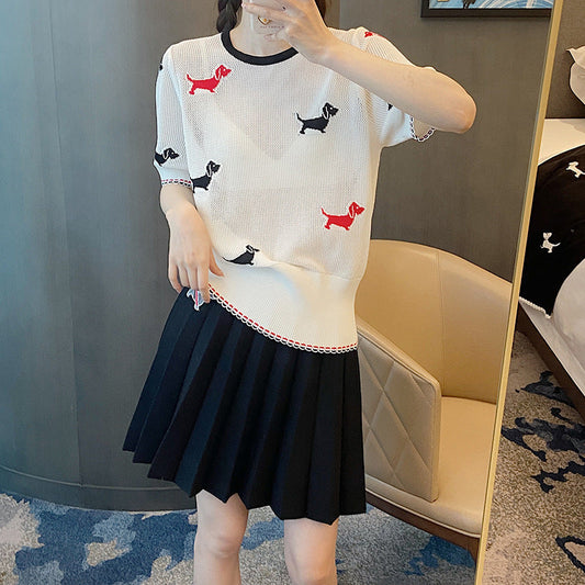 Thom Browne Women's Crew Neck Hollow Pullover Sweater