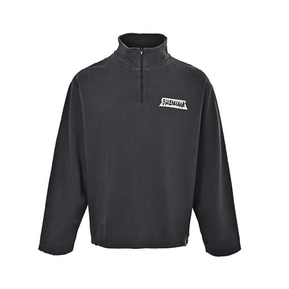 Balenciaga Logo Half-Zip Cotton Pullover