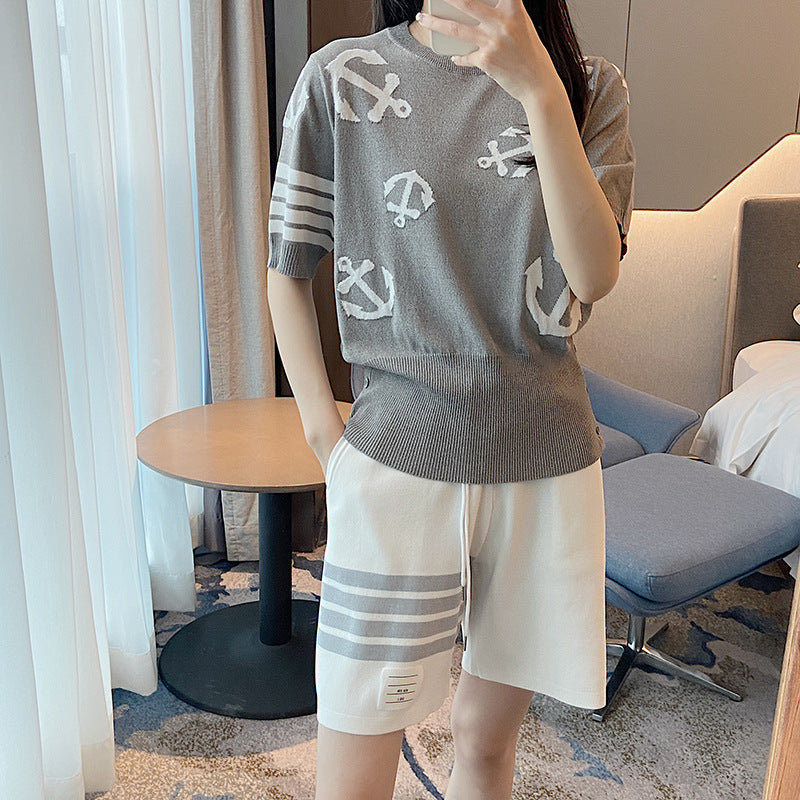 Thom Browne Women's Round Neck High Waist T-Shirt - 100% Cotton Made in Japan