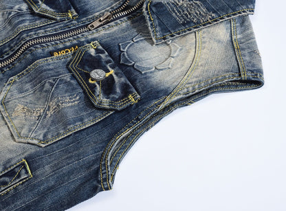 SOLA-DSQ2 24ss zipper Denim vest