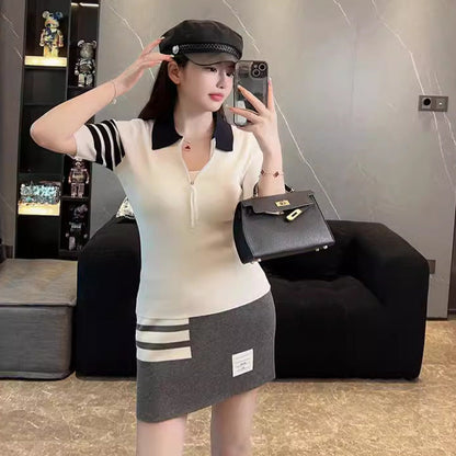 Thom Browne Women's Polo Collar Short-Sleeved Sweate