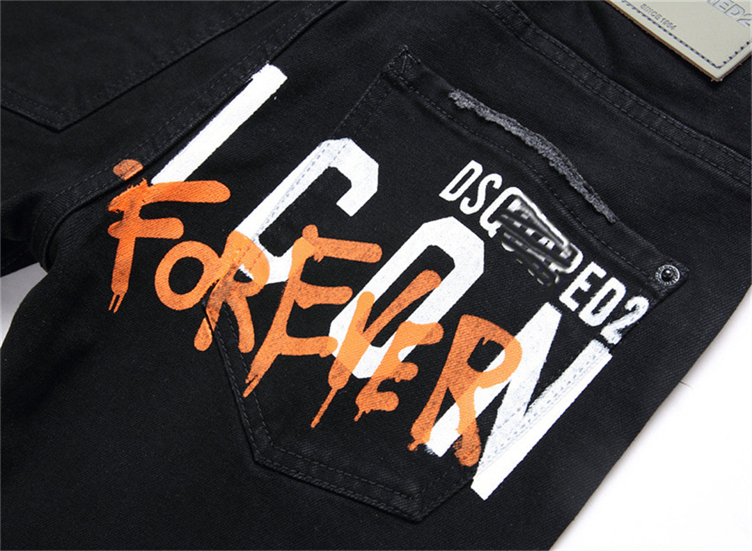 SOLA-DSQ2 2024ss Letter Hole Jeans