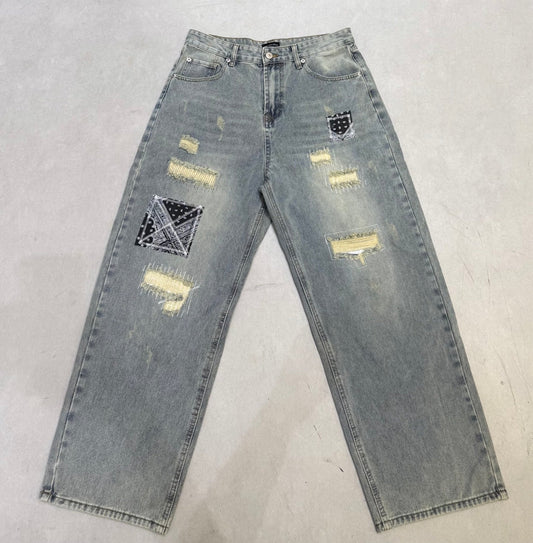 2025 Distressed Graffiti Jeans