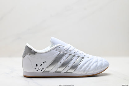 Classic White & Silver Court Sneakers