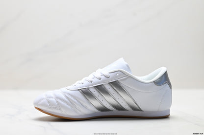 Classic White & Silver Court Sneakers