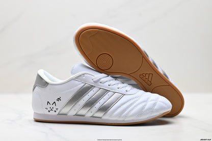 Classic White & Silver Court Sneakers