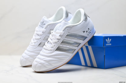 Classic White & Silver Court Sneakers