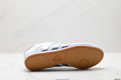 Classic White & Silver Court Sneakers