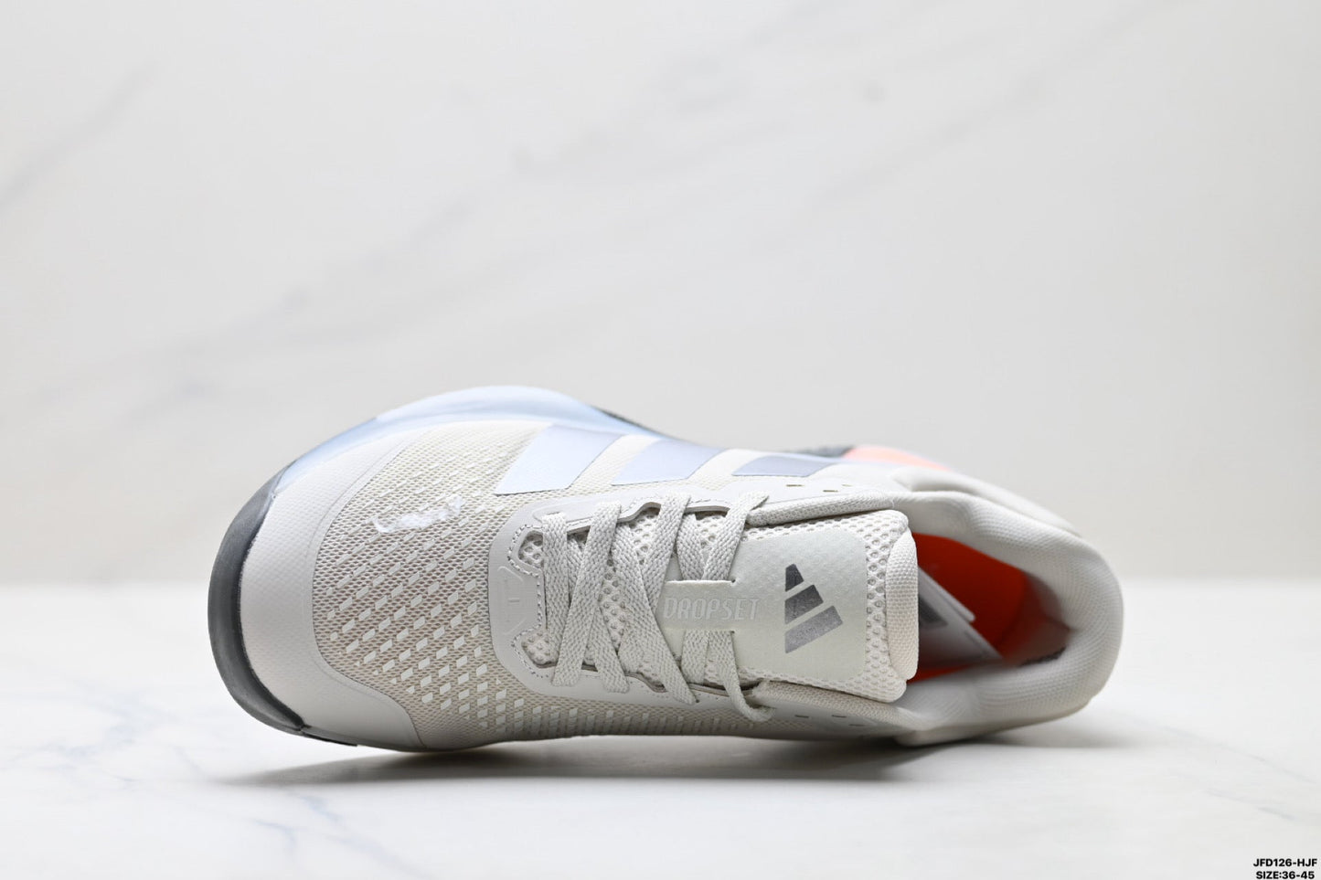 Adidas Grey White Court Shoes with Orange Accents
