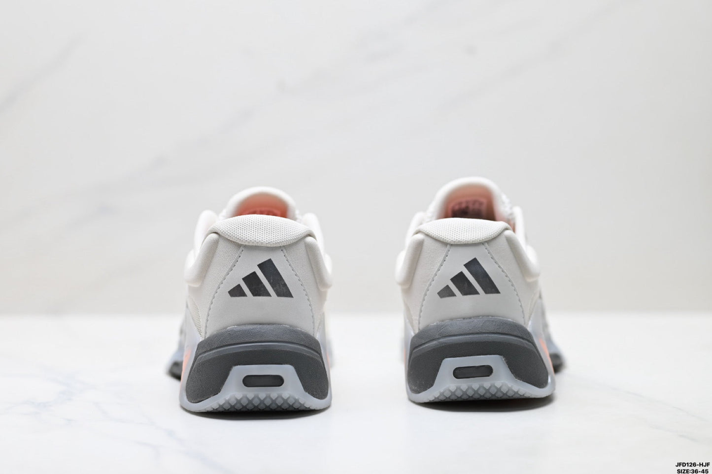 Adidas Grey White Court Shoes with Orange Accents