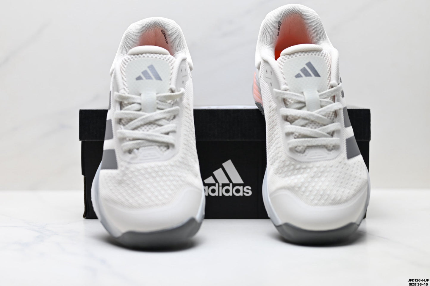 Adidas Grey White Court Shoes with Orange Accents