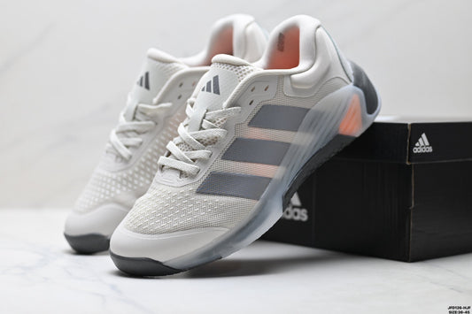 Adidas Grey White Court Shoes with Orange Accents
