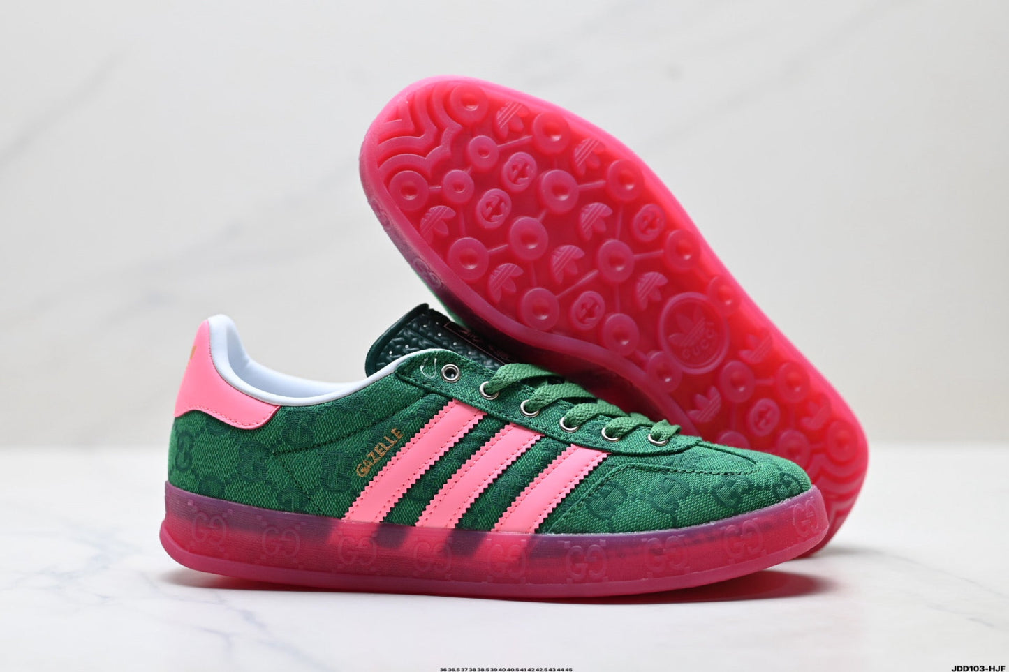 Adidas Originals Gazelle GG Monogram Green Pink Sneakers