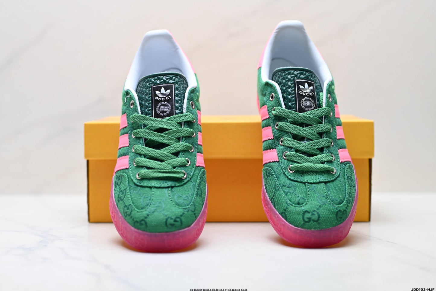 Adidas Originals Gazelle GG Monogram Green Pink Sneakers