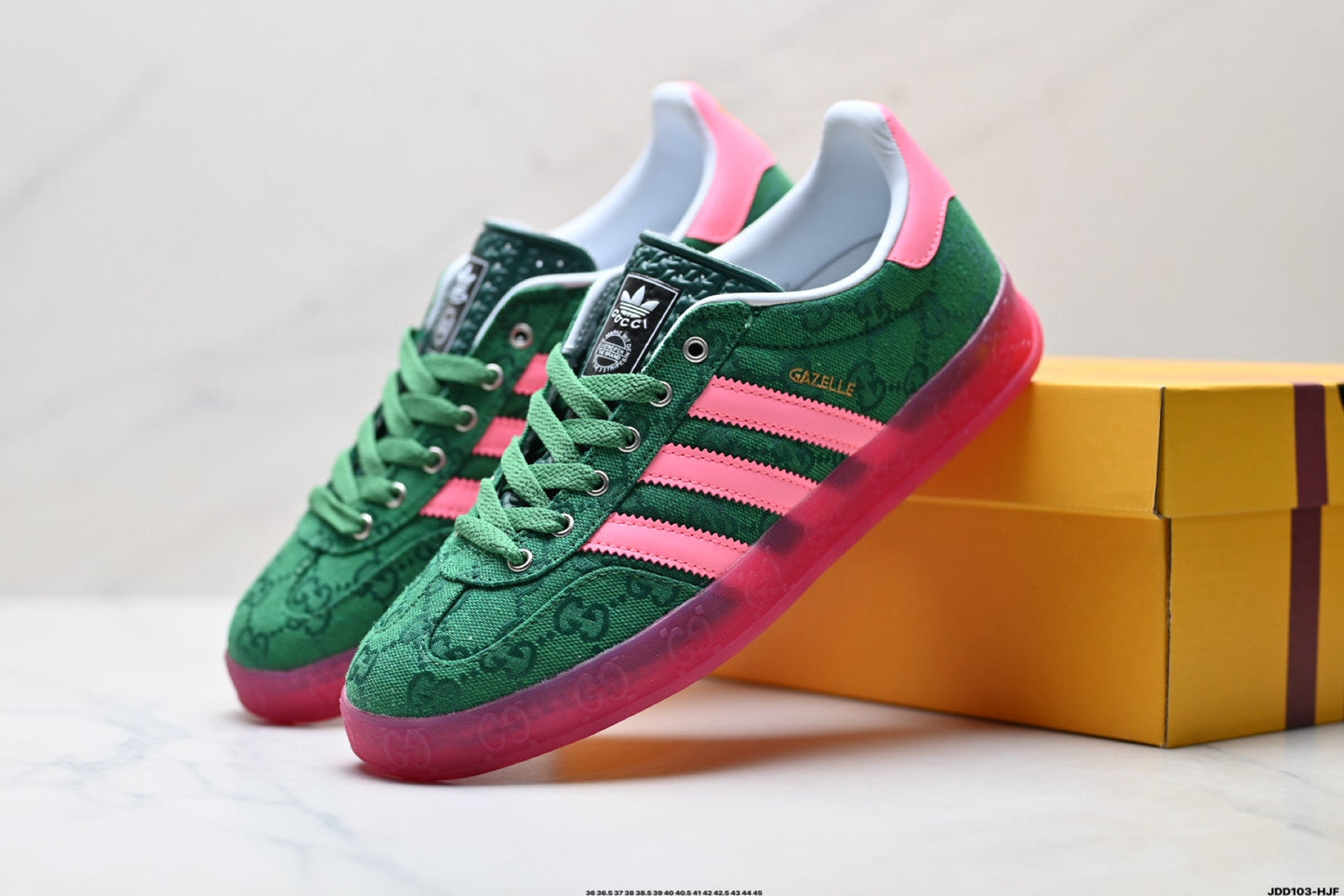 Adidas Originals Gazelle GG Monogram Green Pink Sneakers