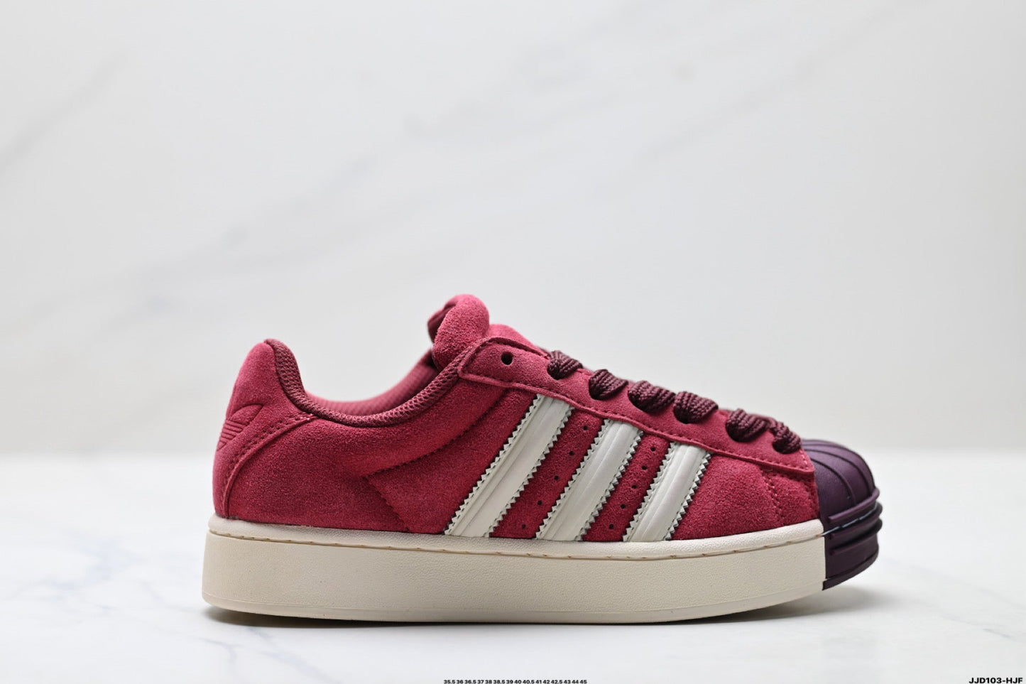 Adidas Originals Superstar Platform Burgundy Suede Sneakers