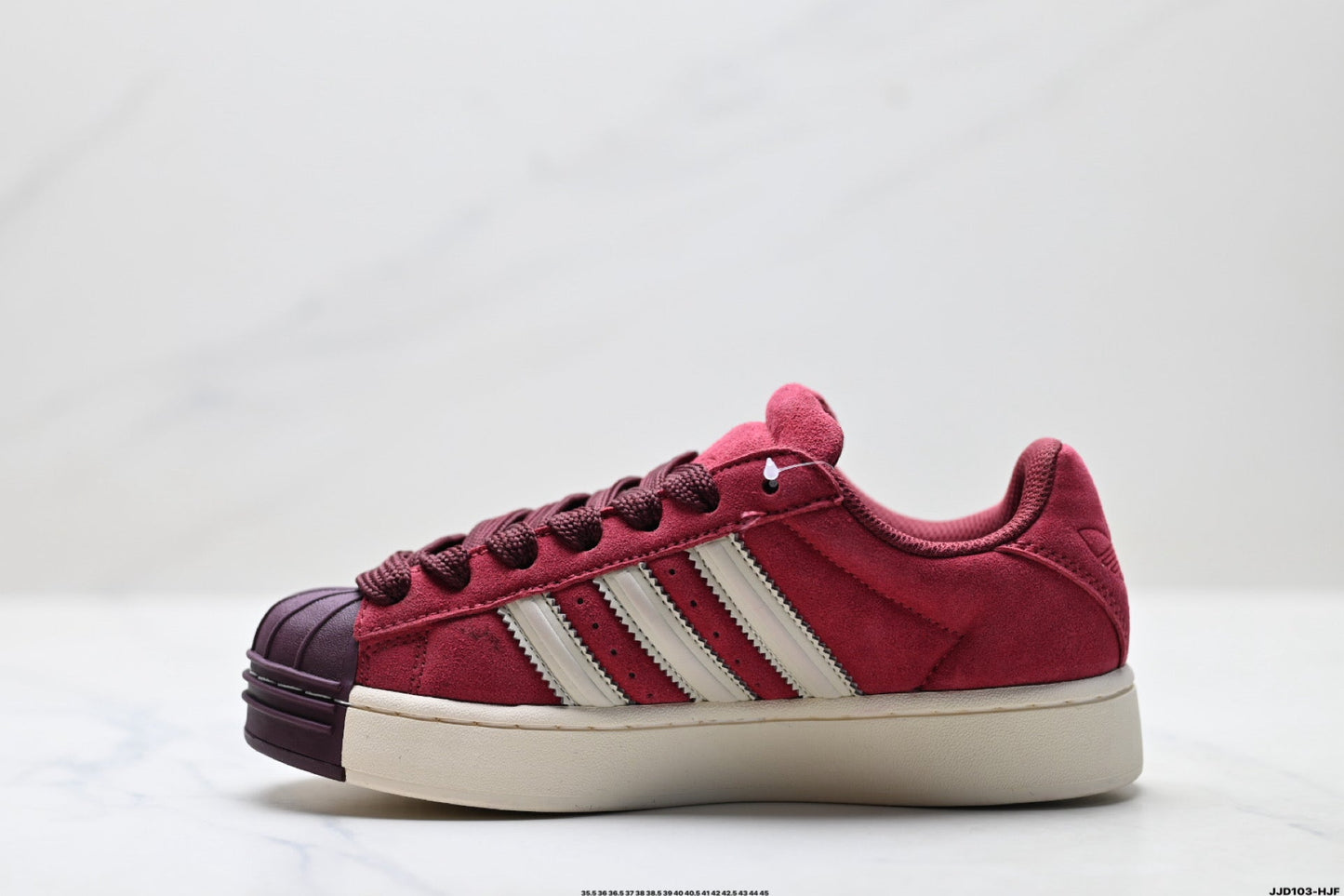 Adidas Originals Superstar Platform Burgundy Suede Sneakers