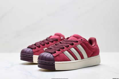 Adidas Originals Superstar Platform Burgundy Suede Sneakers
