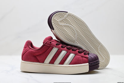 Adidas Originals Superstar Platform Burgundy Suede Sneakers