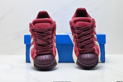 Adidas Originals Superstar Platform Burgundy Suede Sneakers