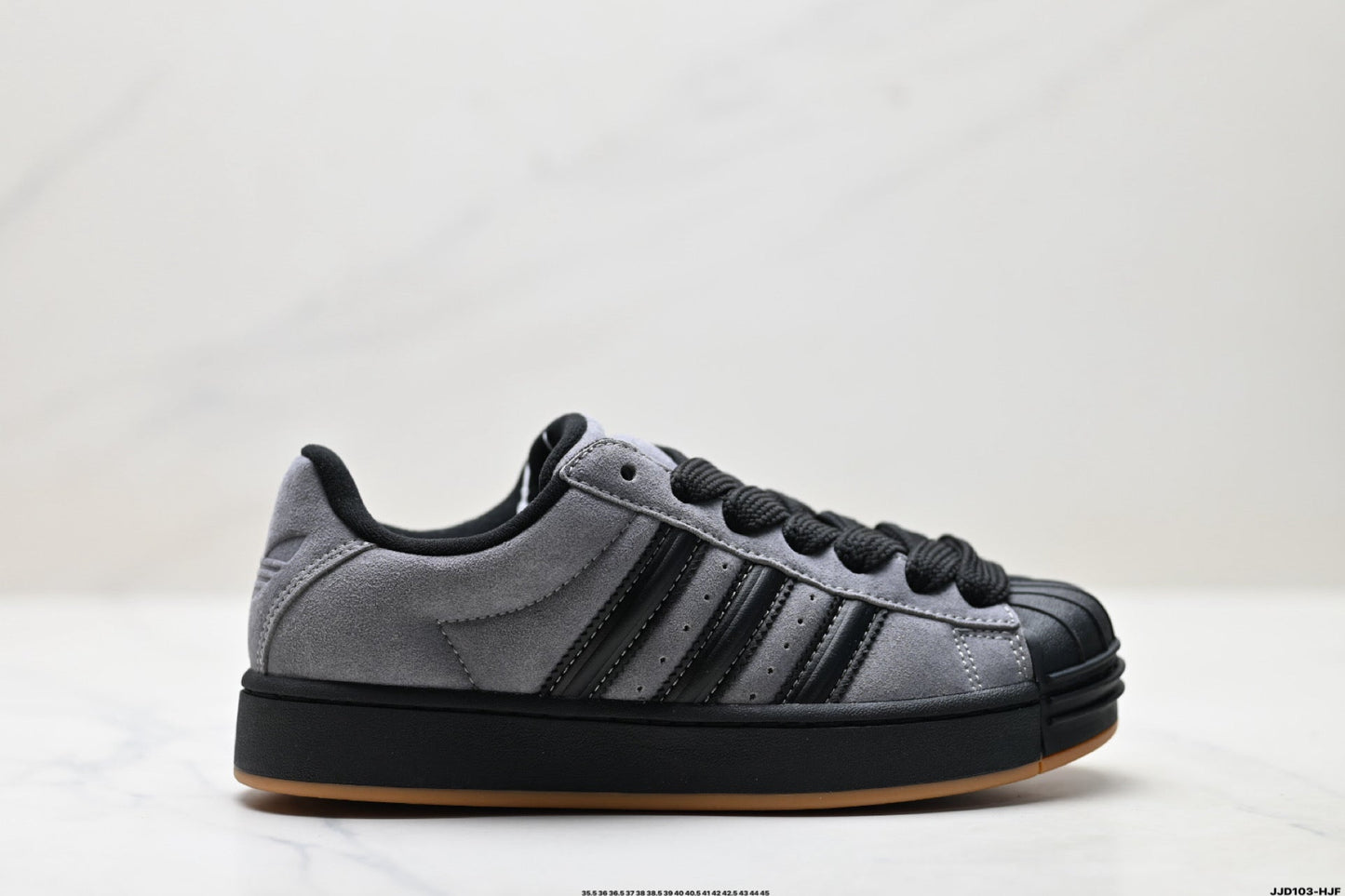 Adidas Originals Superstar Platform Grey Black Suede Sneakers