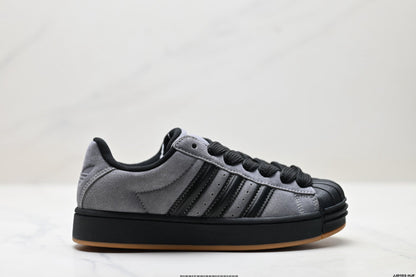 Adidas Originals Superstar Platform Grey Black Suede Sneakers