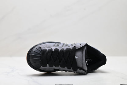 Adidas Originals Superstar Platform Grey Black Suede Sneakers