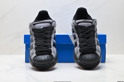 Adidas Originals Superstar Platform Grey Black Suede Sneakers