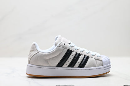 Adidas Originals Superstar Platform White Black Suede Sneakers