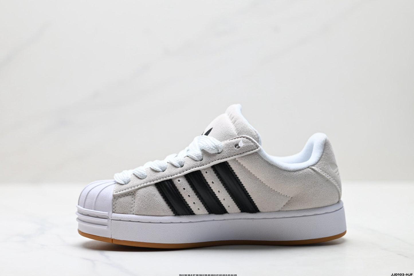 Adidas Originals Superstar Platform White Black Suede Sneakers