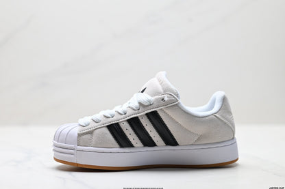 Adidas Originals Superstar Platform White Black Suede Sneakers