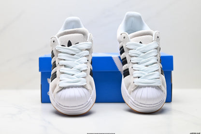 Adidas Originals Superstar Platform White Black Suede Sneakers