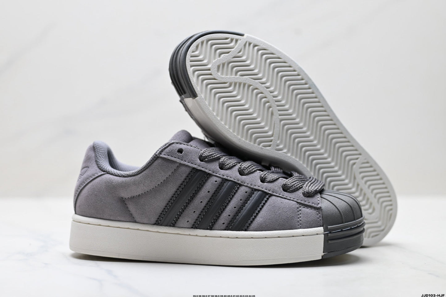 Adidas Originals Superstar Platform Grey Suede Sneakers