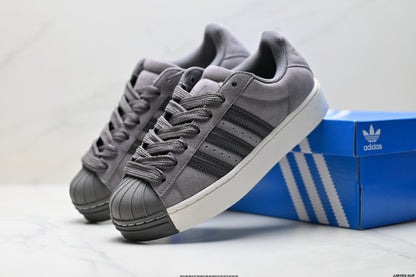 Adidas Originals Superstar Platform Grey Suede Sneakers