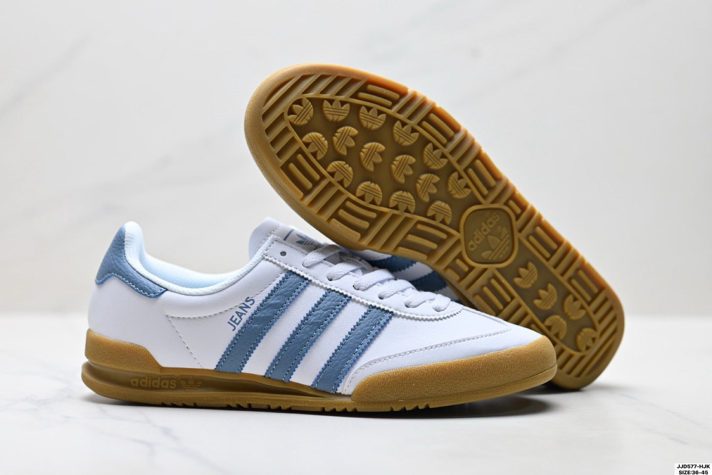 Adidas Jeans White Blue Gum Sole Sneakers – Classic Retro Lifestyle Shoes