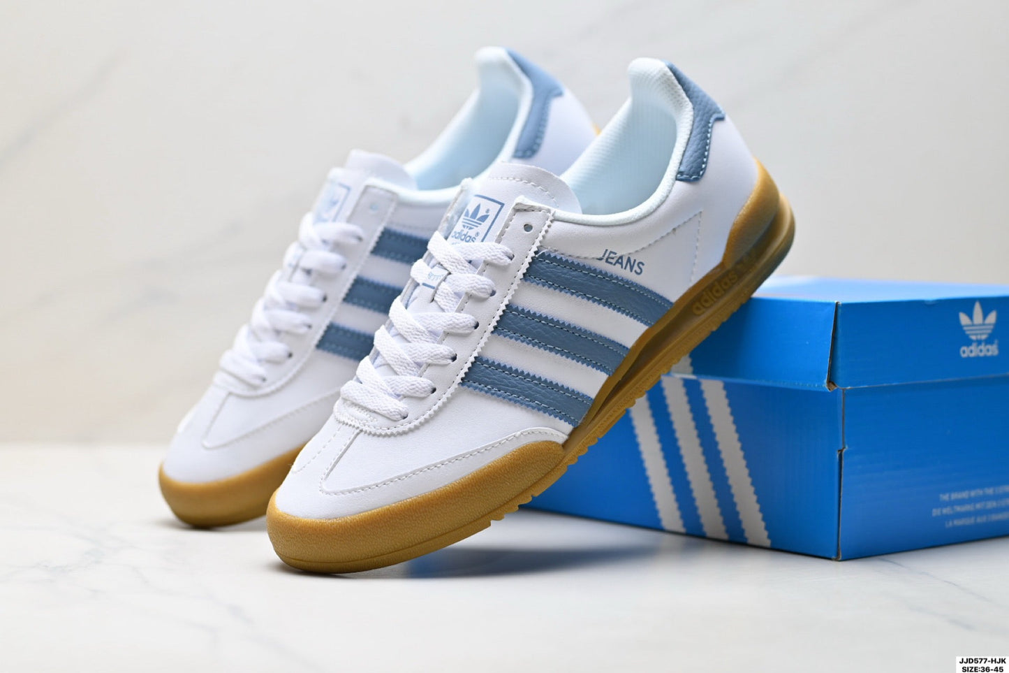Adidas Jeans White Blue Gum Sole Sneakers – Classic Retro Lifestyle Shoes