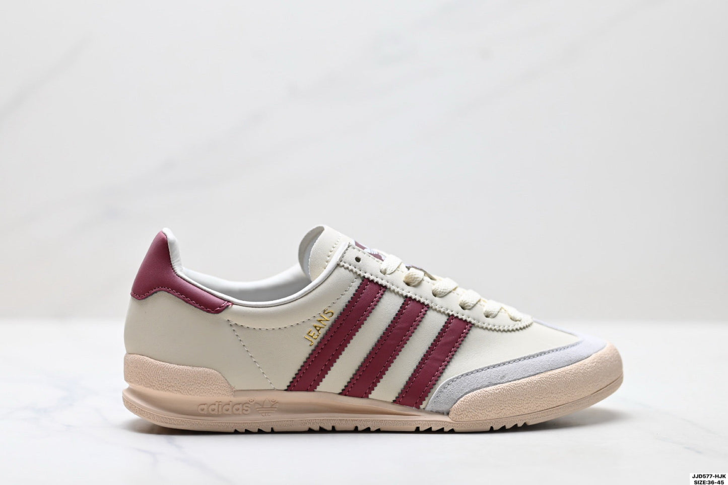 Adidas Jeans Off White Burgundy Sneakers – Classic Retro Lifestyle Shoes