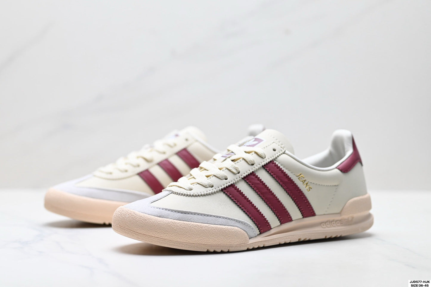 Adidas Jeans Off White Burgundy Sneakers – Classic Retro Lifestyle Shoes
