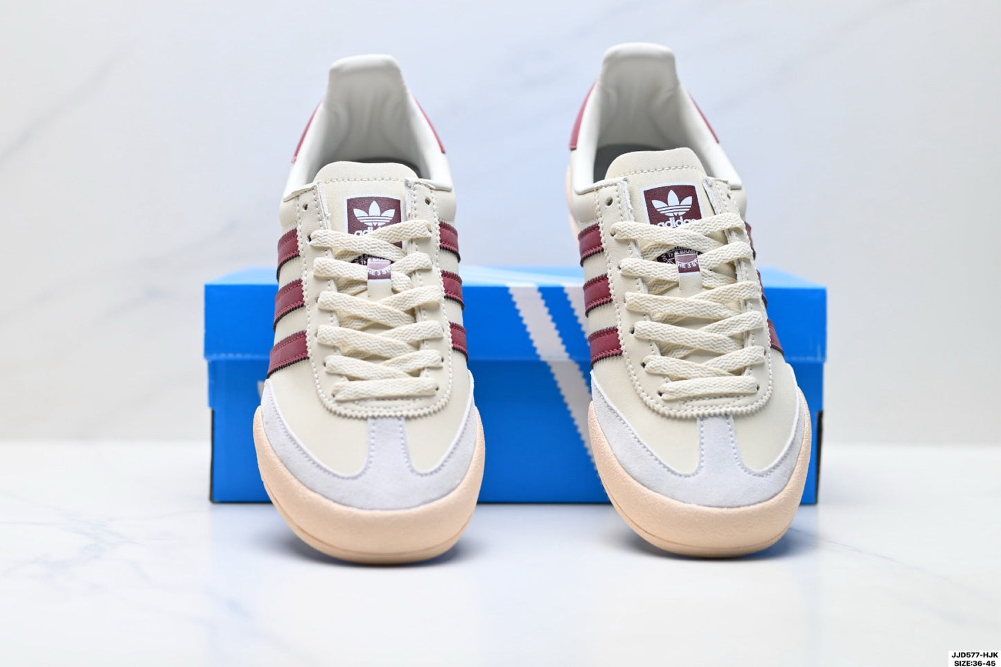Adidas Jeans Off White Burgundy Sneakers – Classic Retro Lifestyle Shoes