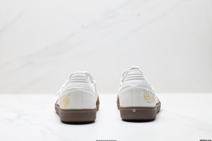 Adidas Samba Mary Jane Leather Sneakers – White Brown Retro Ballet Shoes