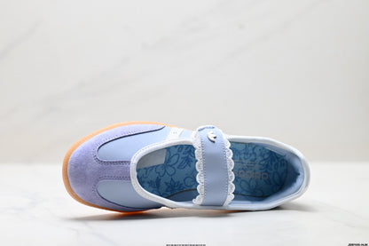 Adidas Samba Mary Jane Light Blue Leather Sneakers – Retro Ballet Shoes
