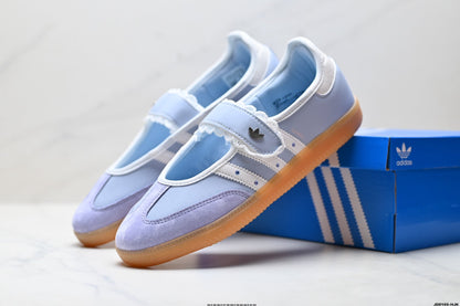 Adidas Samba Mary Jane Light Blue Leather Sneakers – Retro Ballet Shoes