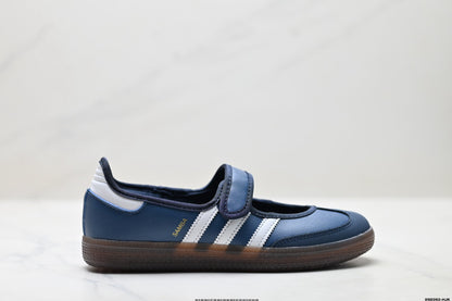 Adidas Samba Mary Jane Navy Leather Sneakers – Classic Gum Sole Ballet Shoes