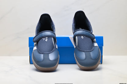 Adidas Samba Mary Jane Navy Leather Sneakers – Classic Gum Sole Ballet Shoes