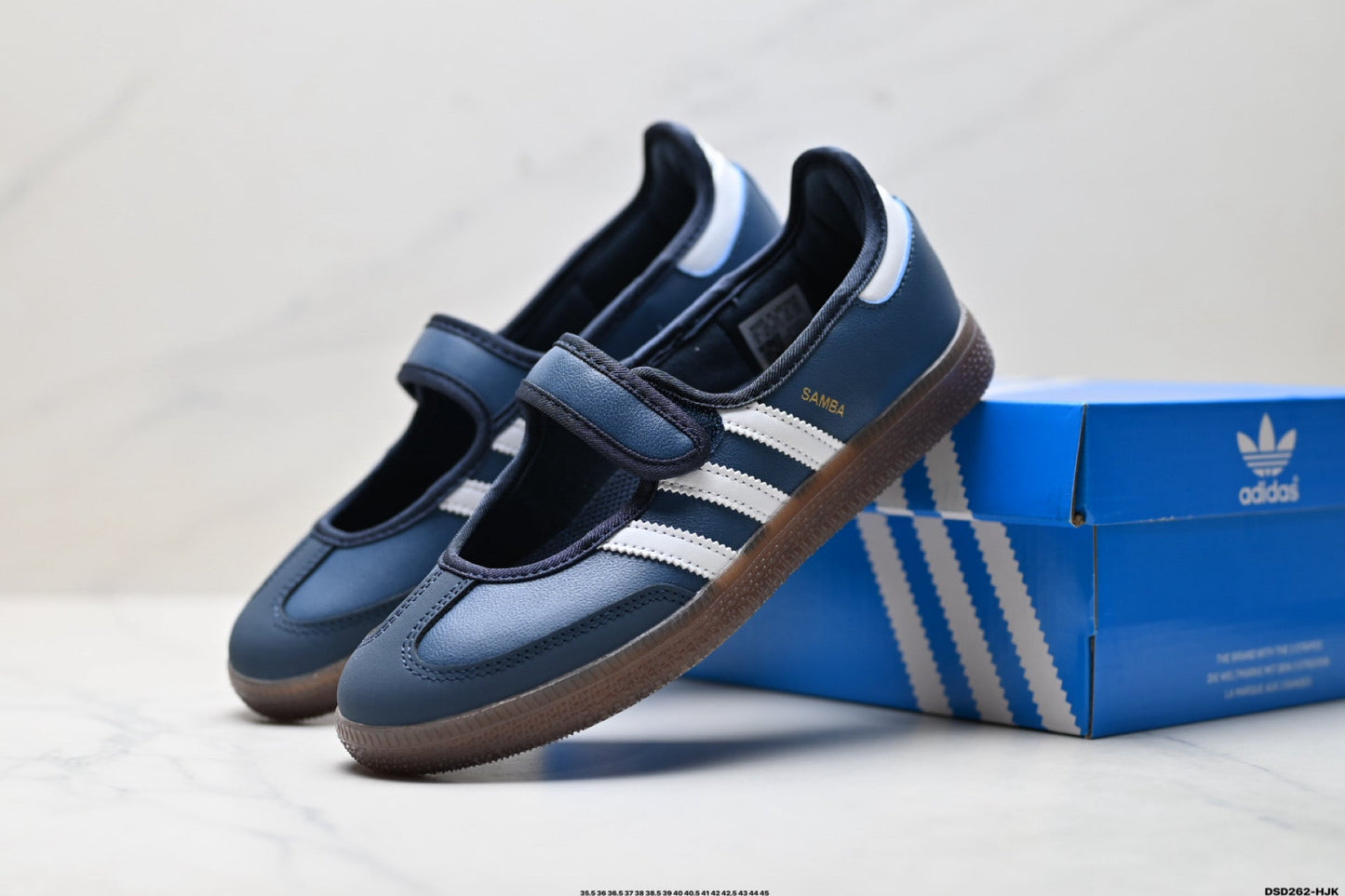 Adidas Samba Mary Jane Navy Leather Sneakers – Classic Gum Sole Ballet Shoes