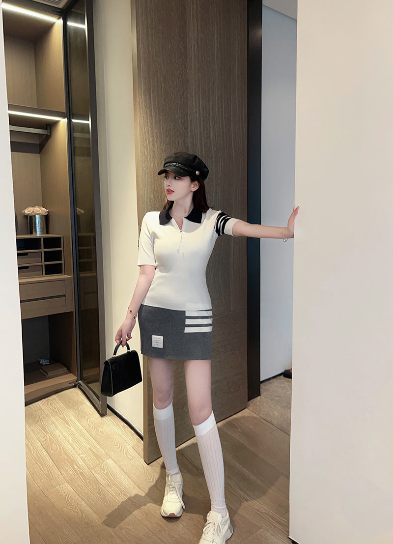 Thom Browne Women's Polo Collar Short-Sleeved Sweate