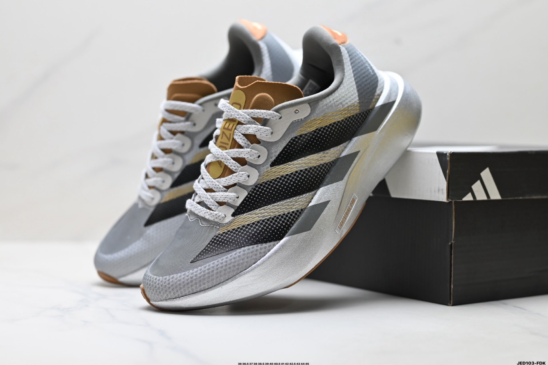 Adidas K81801550 Unisex Running Shoes #10 - White/Black/Gold